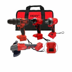 EKIIV Wholesale 18V Brushless Drill Set 4 in 1 Battery Power Cordless Tools Combo Set with Same Battery Kit Combo  |  Tool Sets