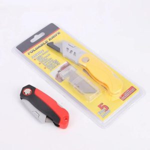 foldable utility knife with extra 5pcs blades paper box cutter safety knife cutter knife set  |  Knives