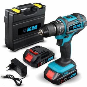 KM Li-ion Battery Electric Screwdriver Power Tool Sets 21V Cordless Power Drill Machine  |  Power Drills