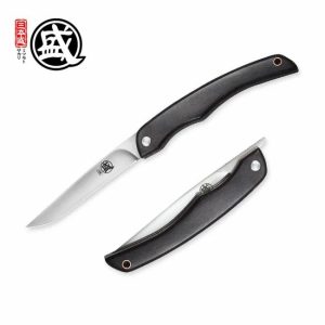 MITSUMOTO SAKARI Japanese Handcrafted Folding Knives Ebony Handle Pocket Carry Knives Multi-functional Utility Kitchen Knife  |  Knives