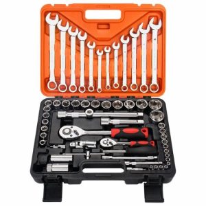 Srunv 1/2″ 1/4″Dr Socket Wrench Set Hardware Tools Set Box 61 PCS Combination 24T Spanner Set  |  Tool Sets