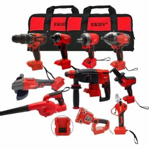 Wholesale 18V Brushless Drill Set 10 in 1 Battery Power Cordless Tools Combo Set with Same Battery Kit Combo  |  Tool Sets