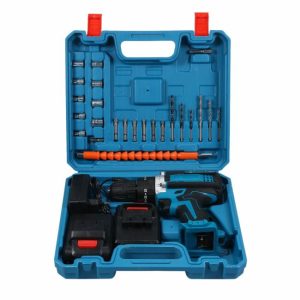 21V Hand-held Electric Cordless Drill Driver Kits with 2 Battery with 3/8inch Keyless Chuck for Drilling Wall Bricks Wood Metal  |  Power Drills